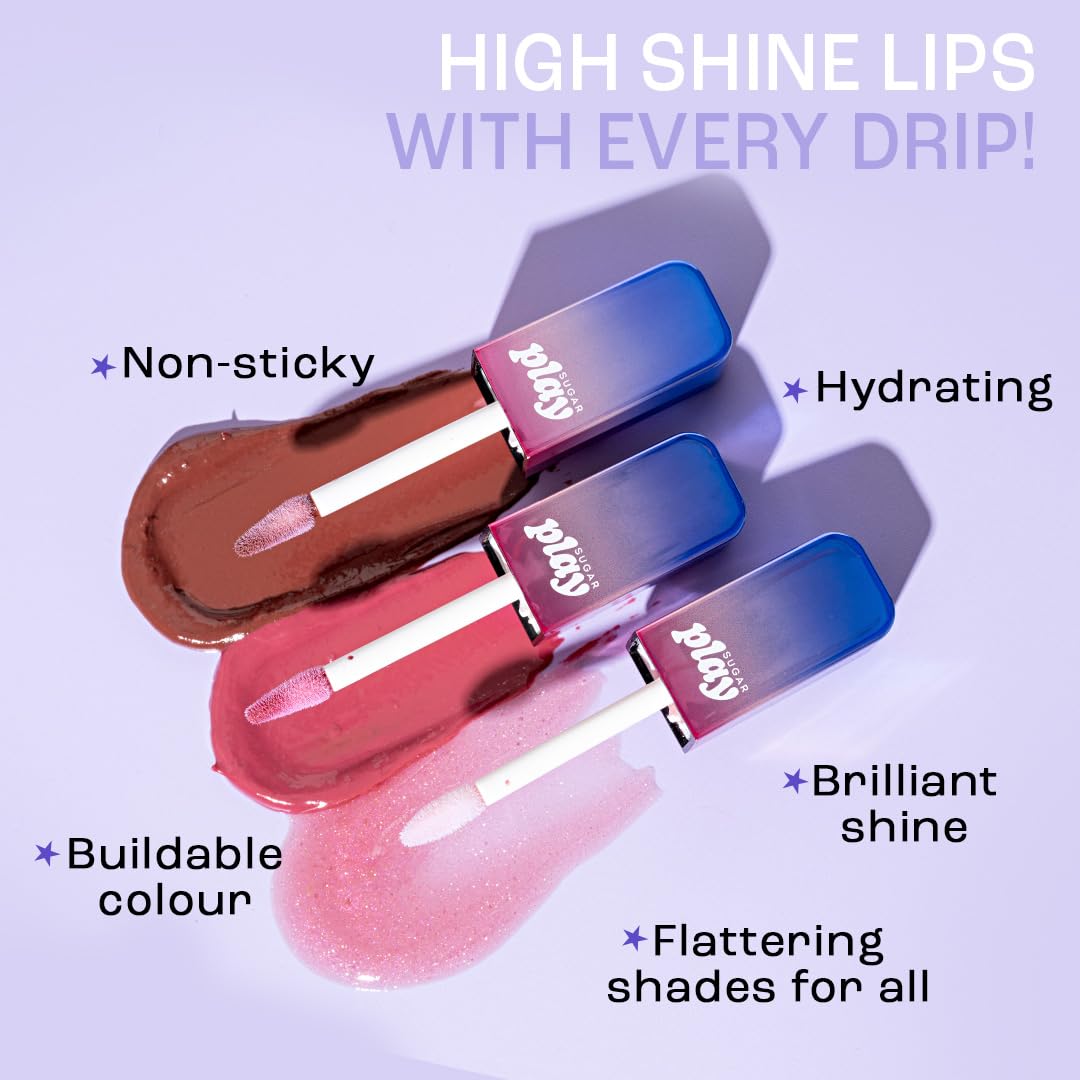 SUGAR Play Power Drip Lip Gloss | Tinted & Pigmented | 100% Vegan | Non-Sticky Formula | 2ml (04 Simp)