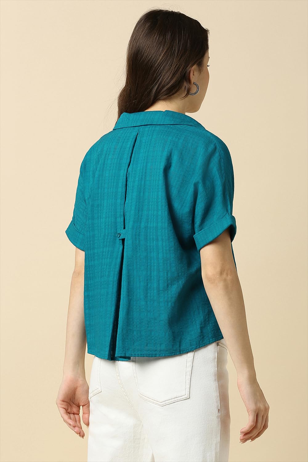 Allen Solly Women Blue Textured Casual Top