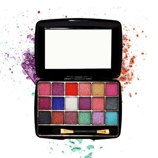 Half N' Half 18 Shimmery Colors with Makhmali Eyeshadow, Brush & Mirror in a Pocket size Eye Shadow Palette | 12.8 g | 03