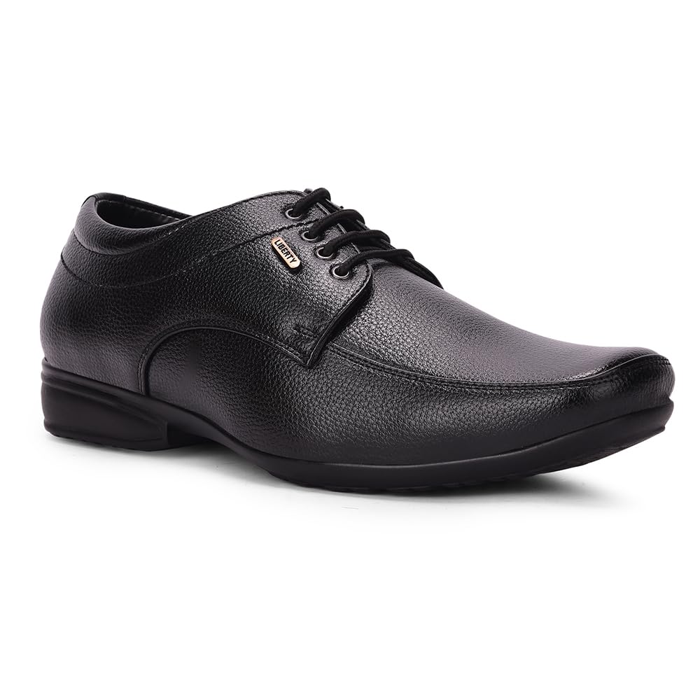 Liberty Fortune UVL-33 Lacing Derby Shoes For Men With PVC Sole | Comfortable & Lightweight | Cushioned Footbed | Durable, Stylish & Trendy Design | Padded Foam Insole | Formal Footwear (Black - 43EU)