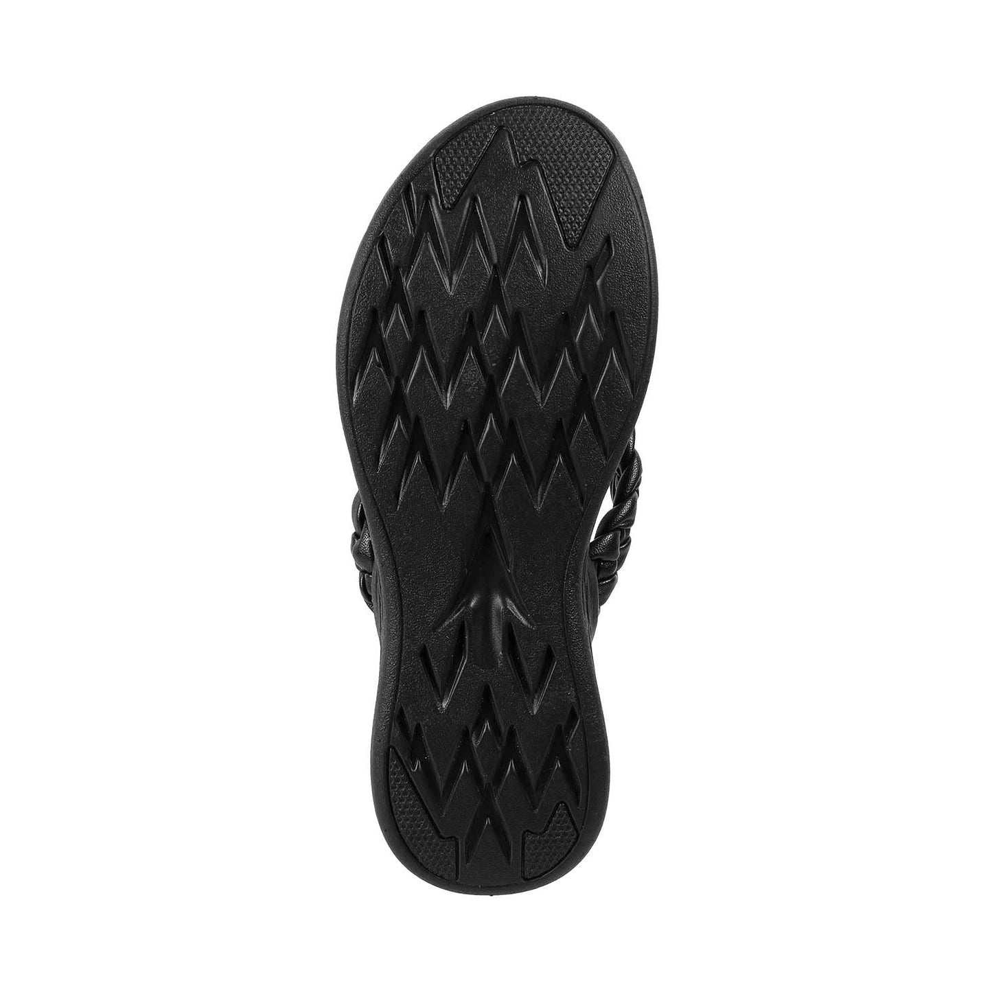 Metro Women Black Synthetic Leather Thong Slipper | Sandal