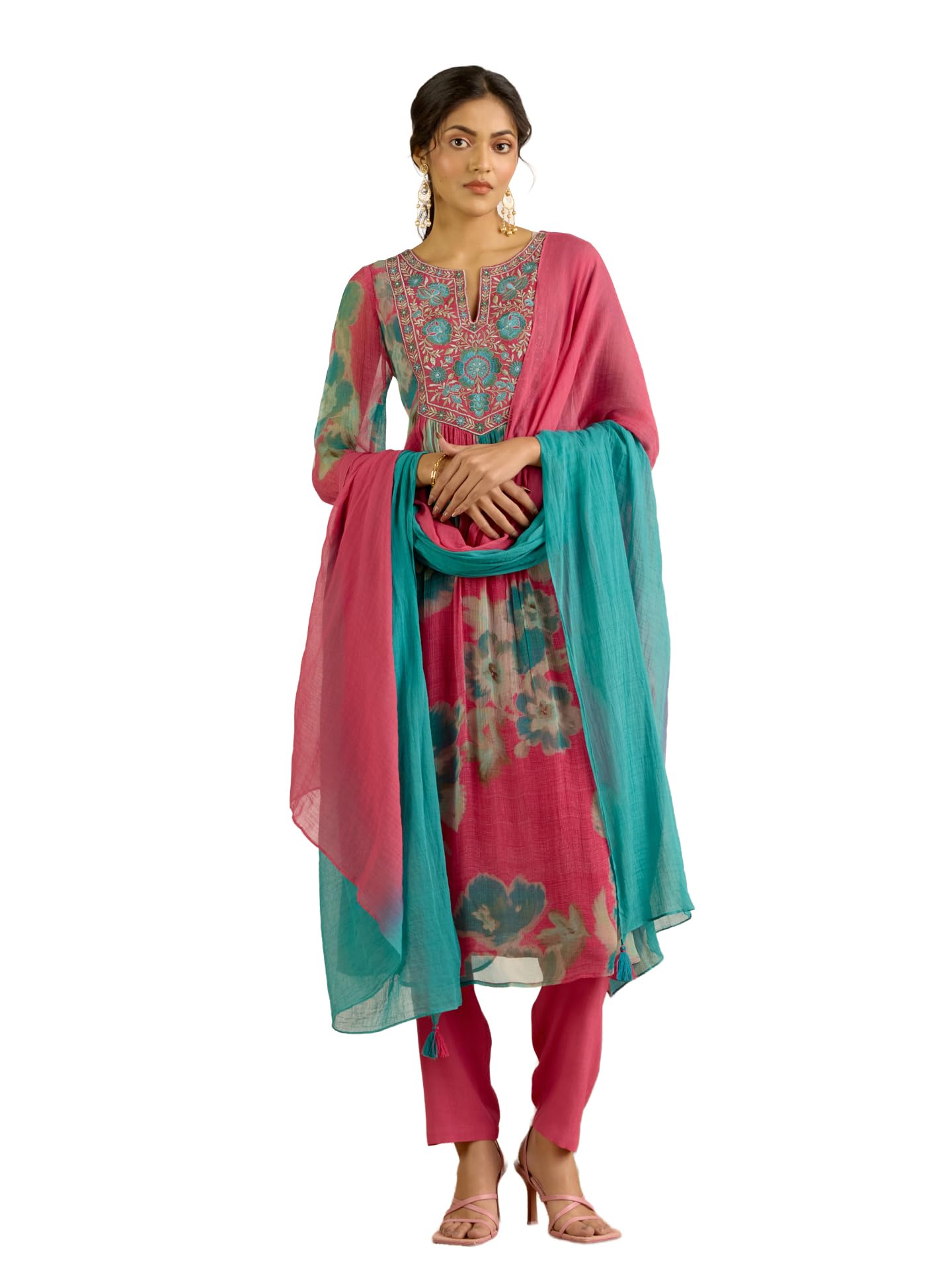 Aarke Ritu Kumar Pink Dreamcatcher Kurta With Pant And Dupatta