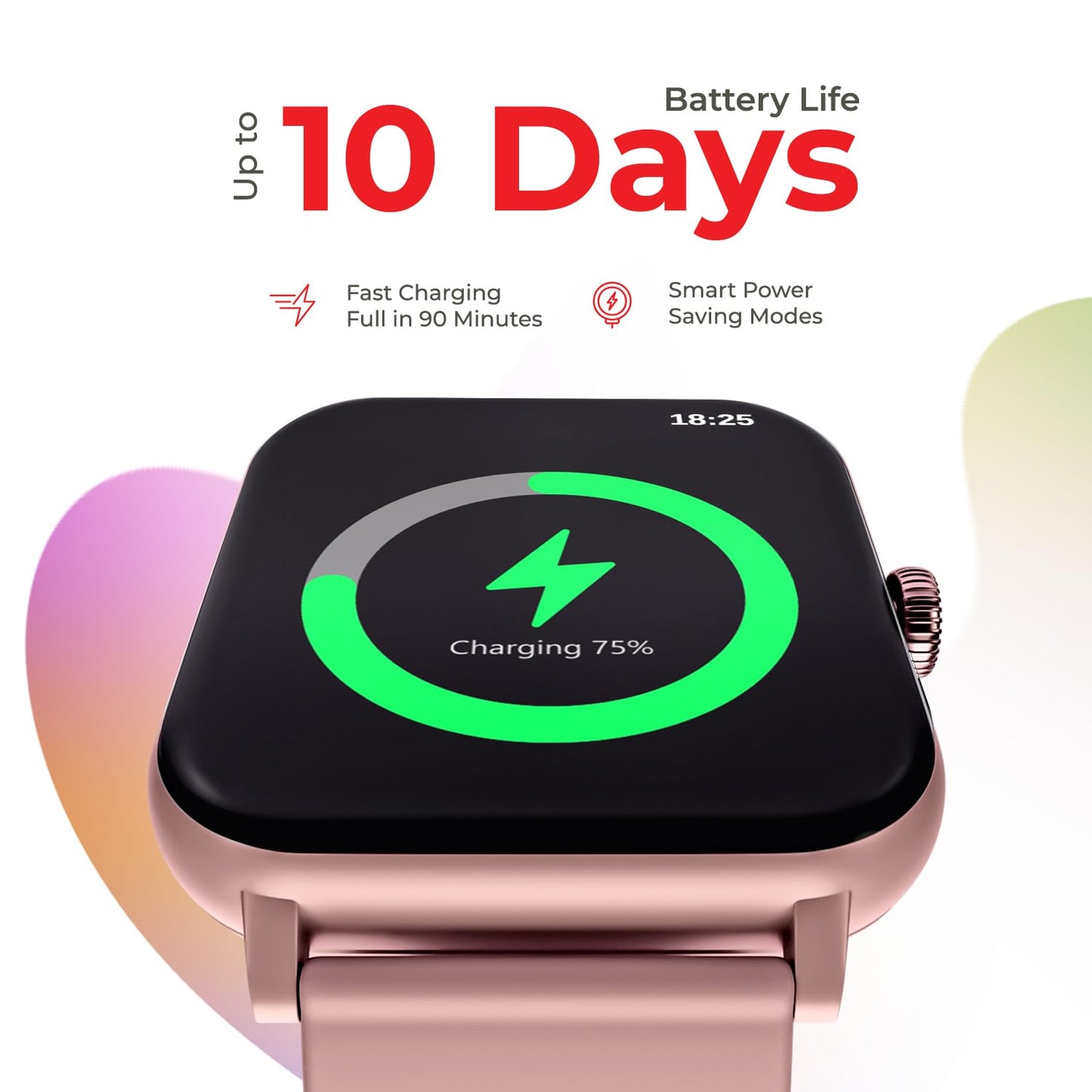 Nervfit Vibe Smartwatch with 1.85" LED Display | Bluetooth Calling | Waterproof | Heart Rate & SpO2 Tracking | Sleep & Stress Monitor | 5-Day Battery | Sports Modes (Orchid Pink)