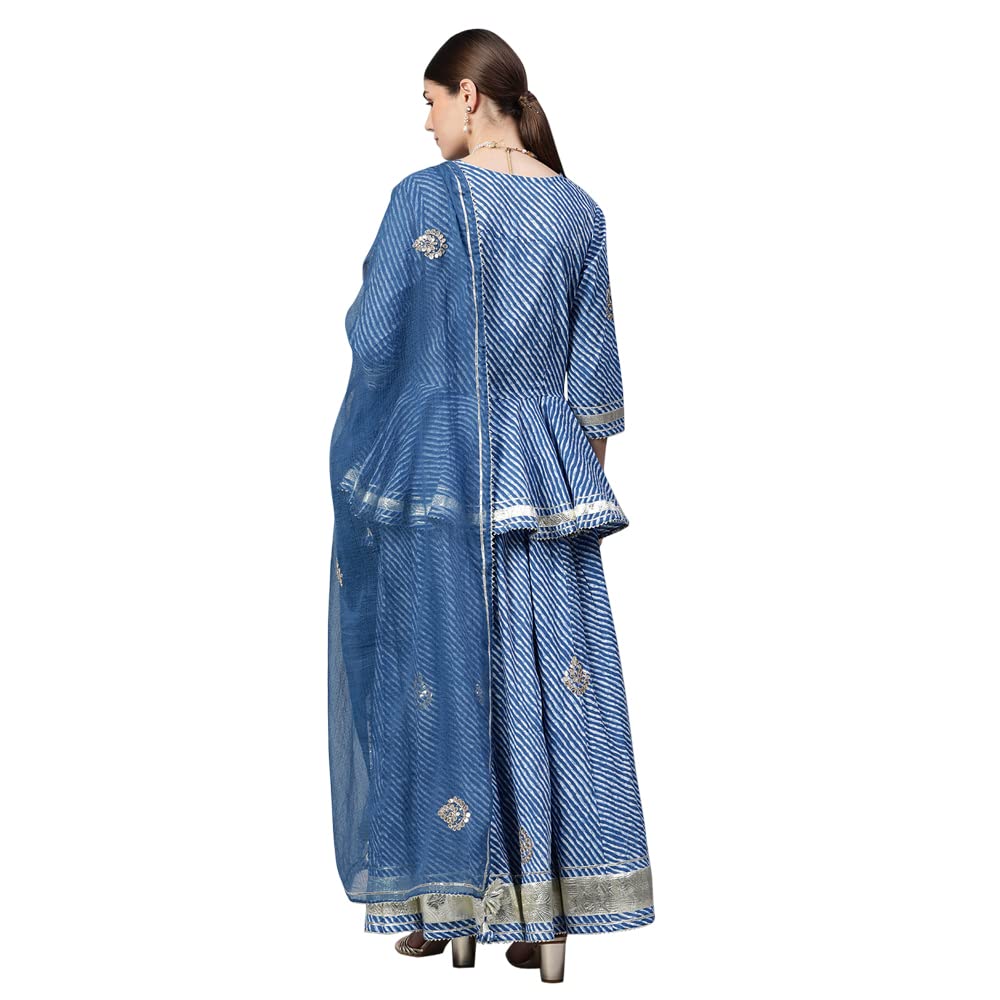 Divena Blue Lehriya lehenga dupatta set