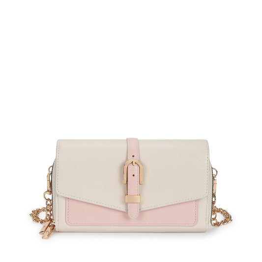 Fastrack Color-Blocked Sling Bag for Women | Faux Leather Crossbody with Zippered Compartment, Chain Strap and Lightweight Build | Compact Everyday Bag for Travel, College and Casual Outfits