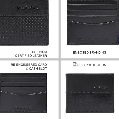 Tommy Hilfiger Men Leather RFID Protected Tuxtla Slimfold Wallet - Black, No. of Card Slot: 8