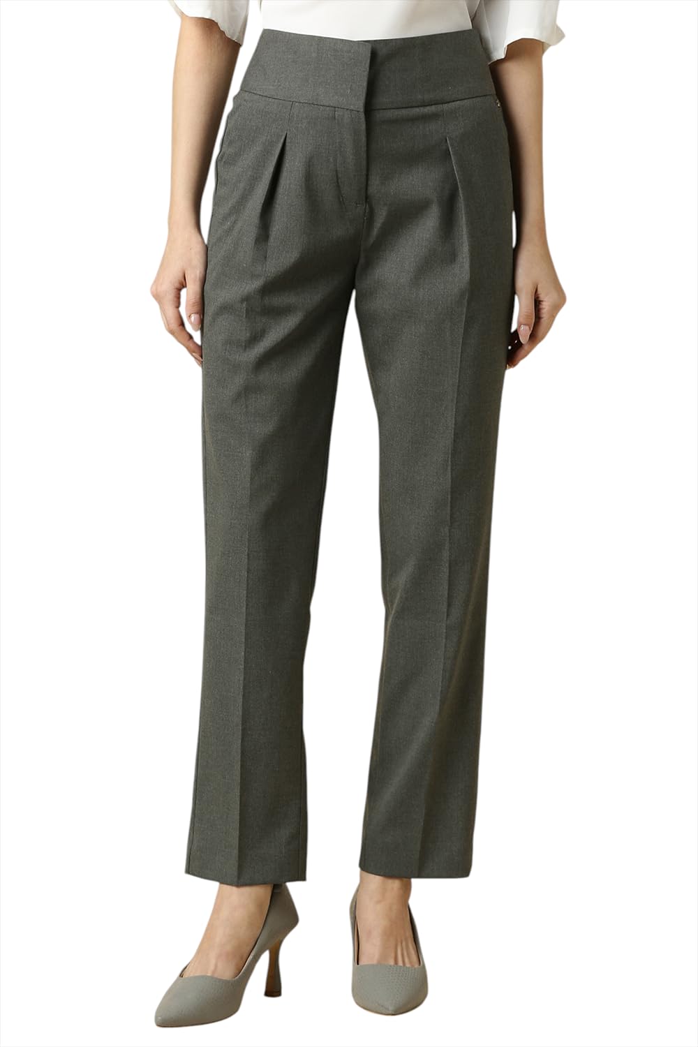 Allen Solly Women's Regular Casual Pants (AHTPWRGPF85090_Grey