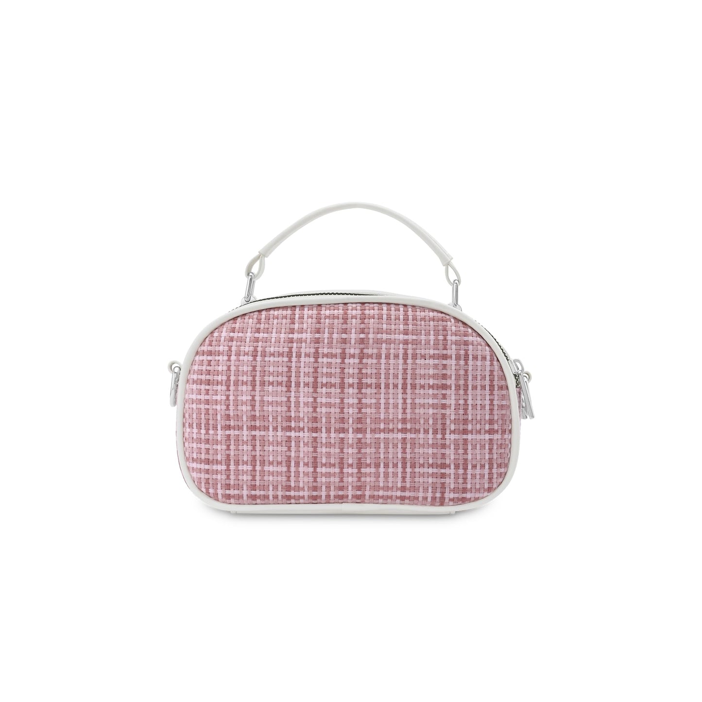 Fastrack Women's Basketweave Dual Compartment Sling Bag | Detachable Adjustable Sling, Dual Zip Compartments, Inner Utility Pockets | 6 Months Warranty