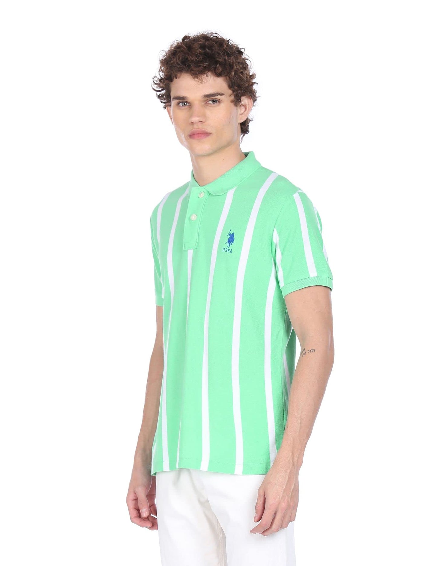 U.S. POLO ASSN. Men's Slim T-Shirt (USTSH0755_LT. Green S)
