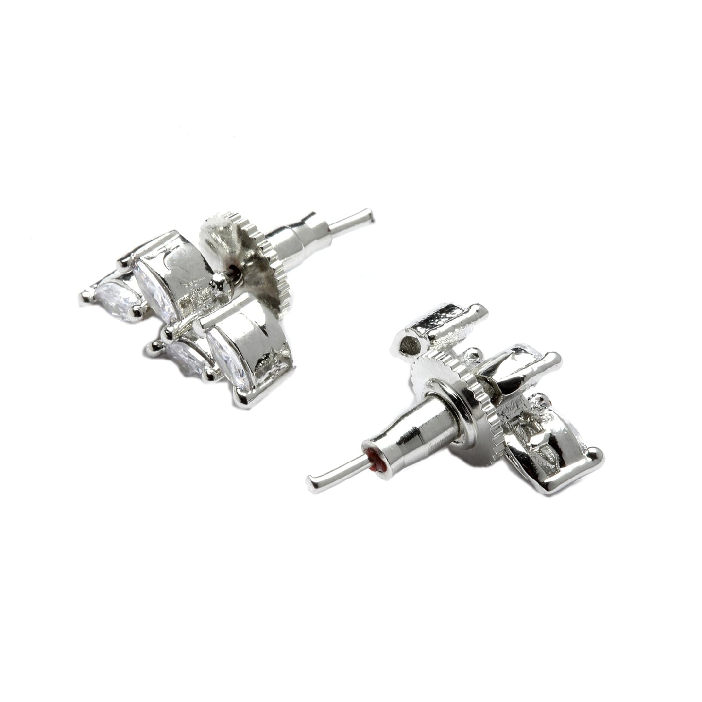 ZENEME Womens Rhodium-Plated with Silver-Toned Leaf Design White American Diamond Studded Jewellery Set (White)