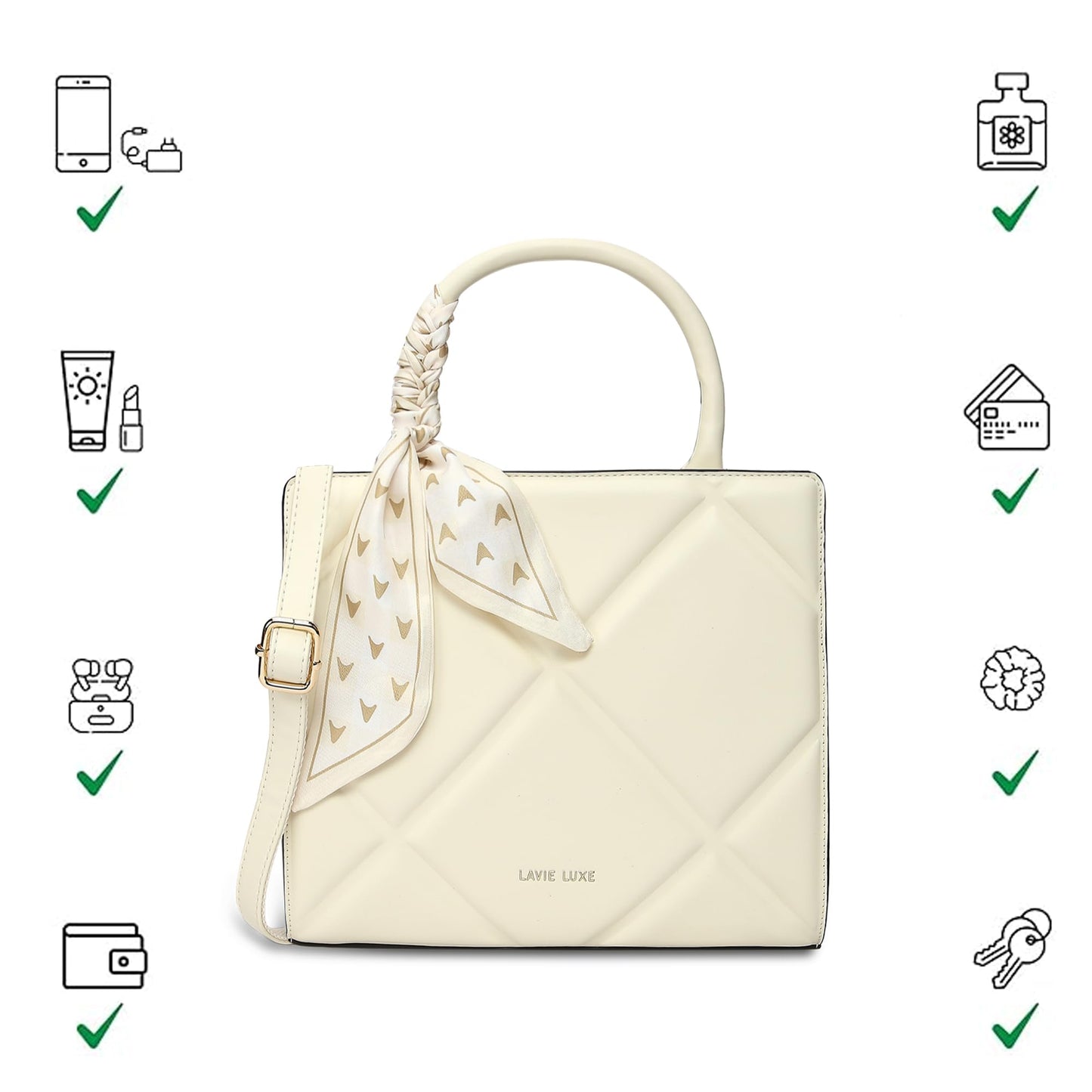 Lavie Luxe Women's Quare Large Satchel Bag | Satchel Handbag for Work | Ladies Purse | Stylish Shoulder Bag | Gift for Women