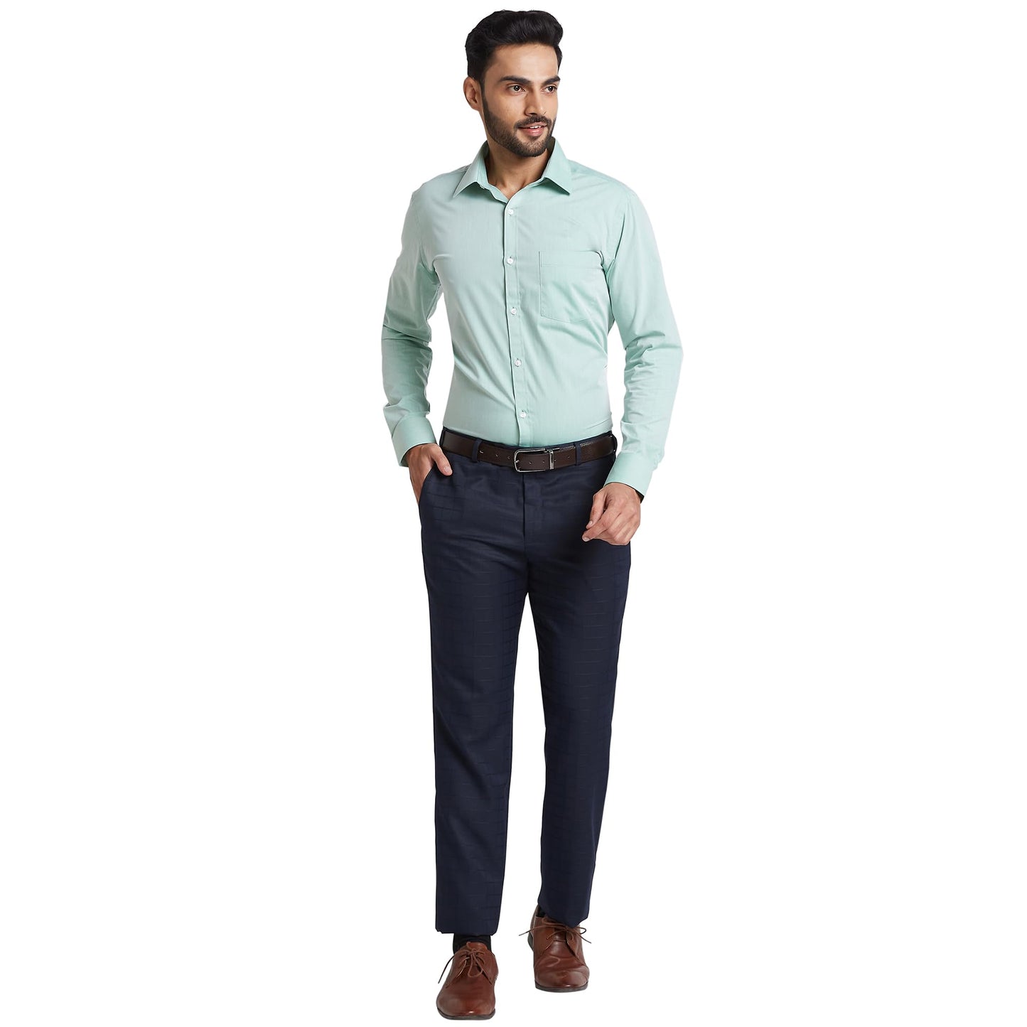 Park Avenue Men's Smart Fit Casual Pants (PMTX07256-B5_Medium Blue