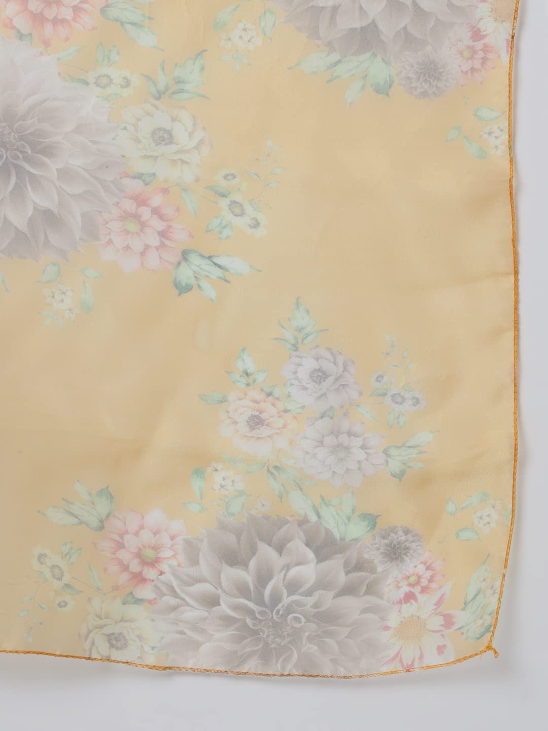 VredeVogel Women's Embroidered Floral Cotton Silk Blend Kurta Pant and Dupatta Set (Mustard_X-Large)