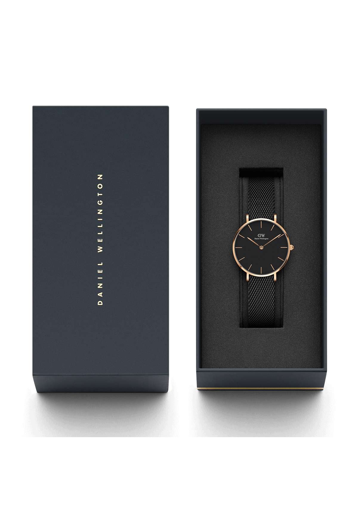 Daniel Wellington Stainless Steel Classic Petite Analog Black Dial Women Watch-Dw00100201, Black Band