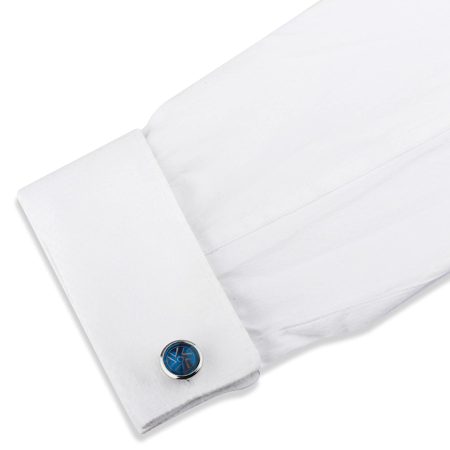 Panjatan Ogee Pattern Silver and Blue Coloured Cufflinks for Men.