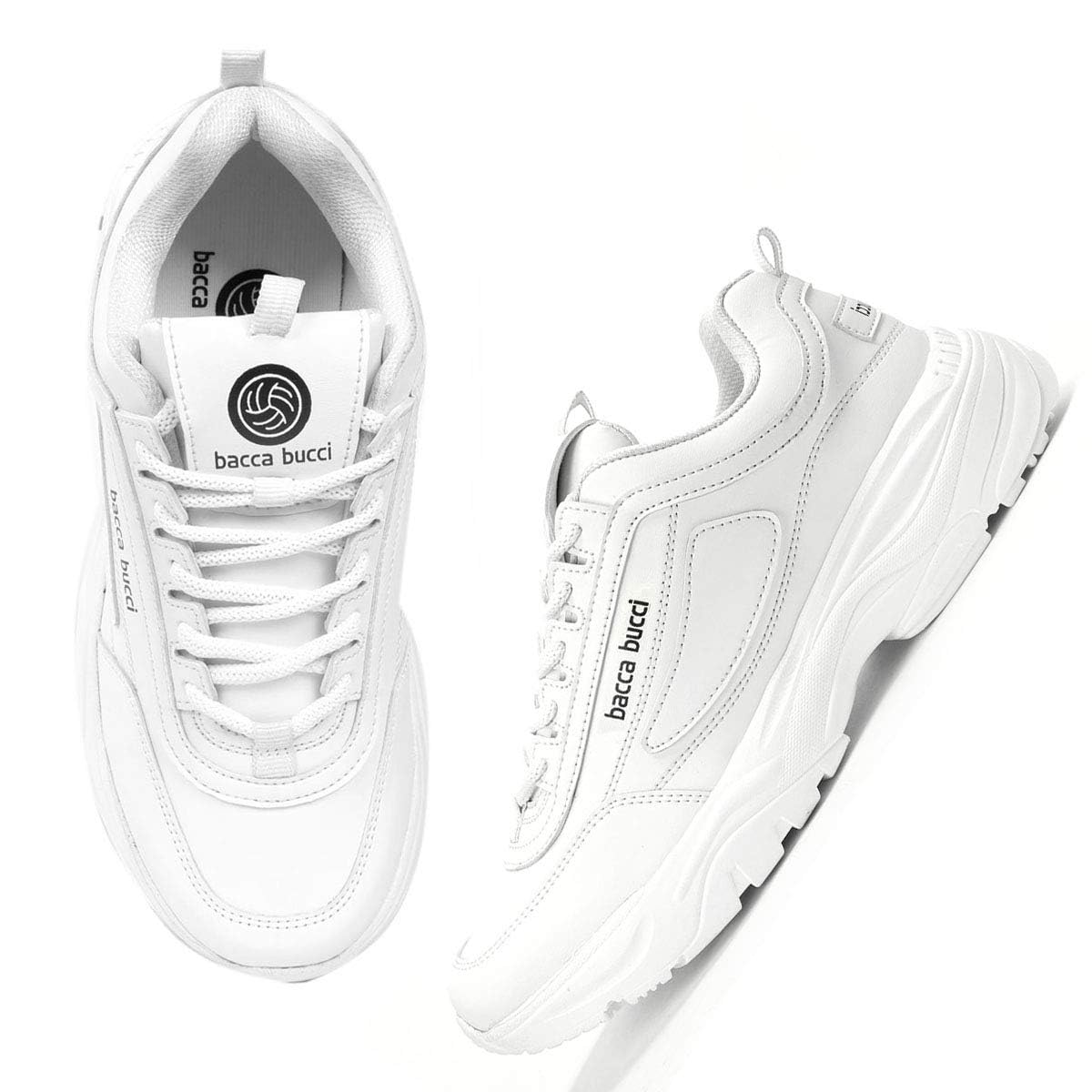 Bacca Bucci Men Lace Up Sneaker Shoes White, Size UK9