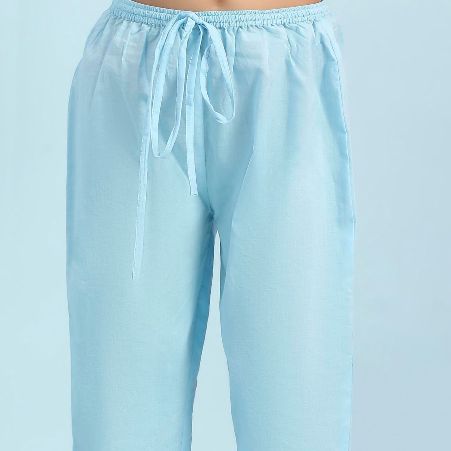 Biba Girl's Cotton Kurta Set (KWPAISLEY6399SS25SKBLU_Sky Blue