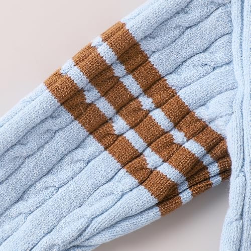 Hopscotch Girls Full Sleeves Blue 2-Pc Cable Knit Skirt Set (18-24 Months)