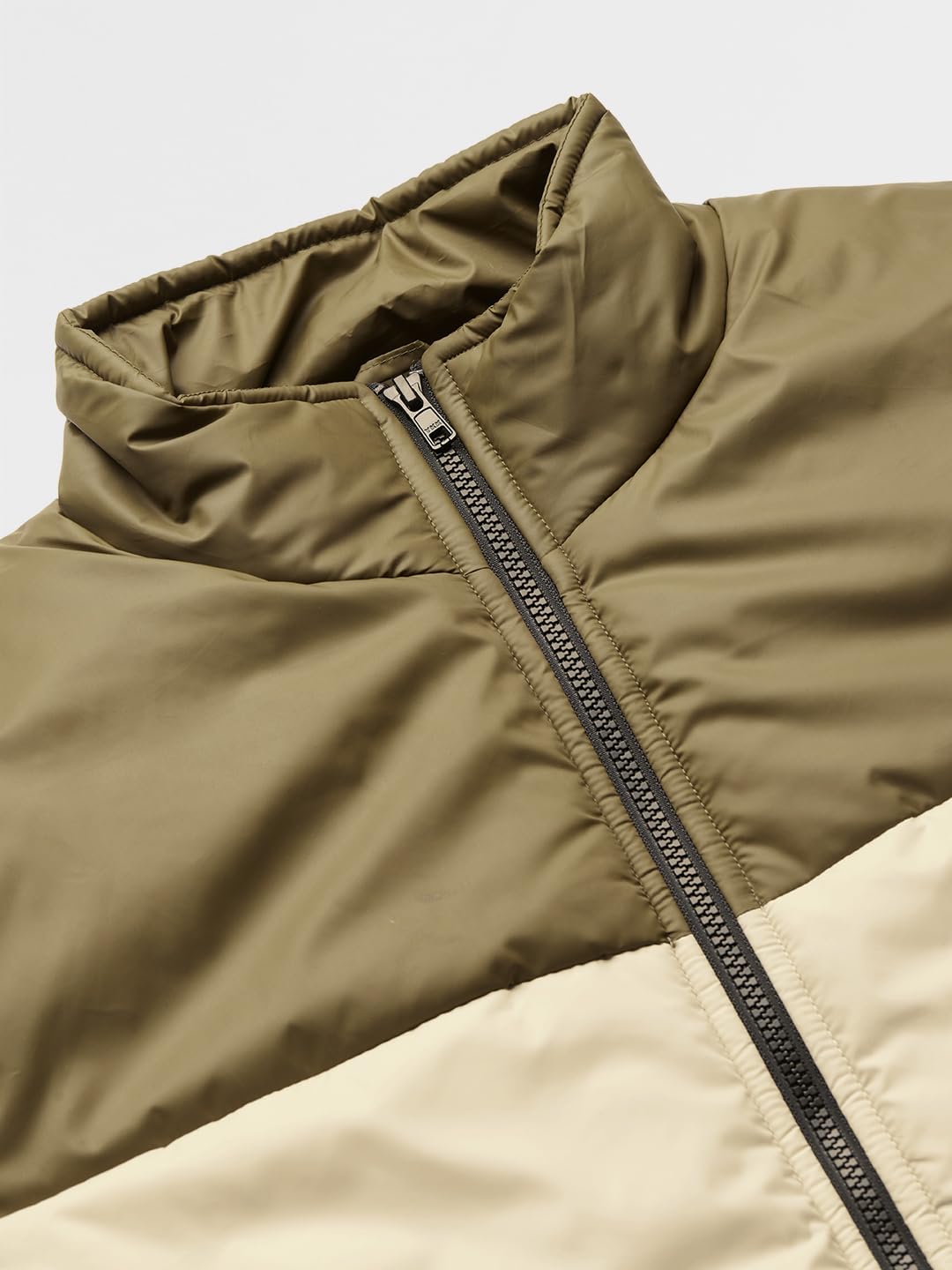 The Souled Store Solids: Black, Cream, Khaki (Colourblock) Men Puffer Jackets