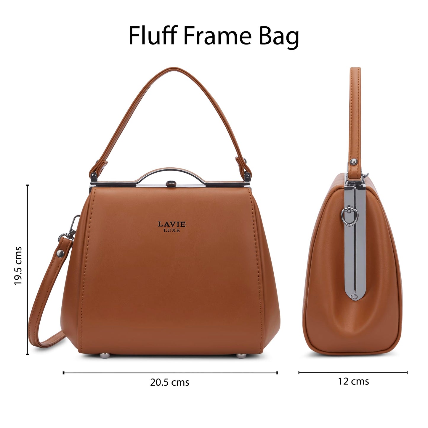 Lavie Luxe Women's Fluff Frame Satchel Bag | Satchel Handbag for Work | Ladies Purse | Stylish Shoulder Bag | Gift for Women