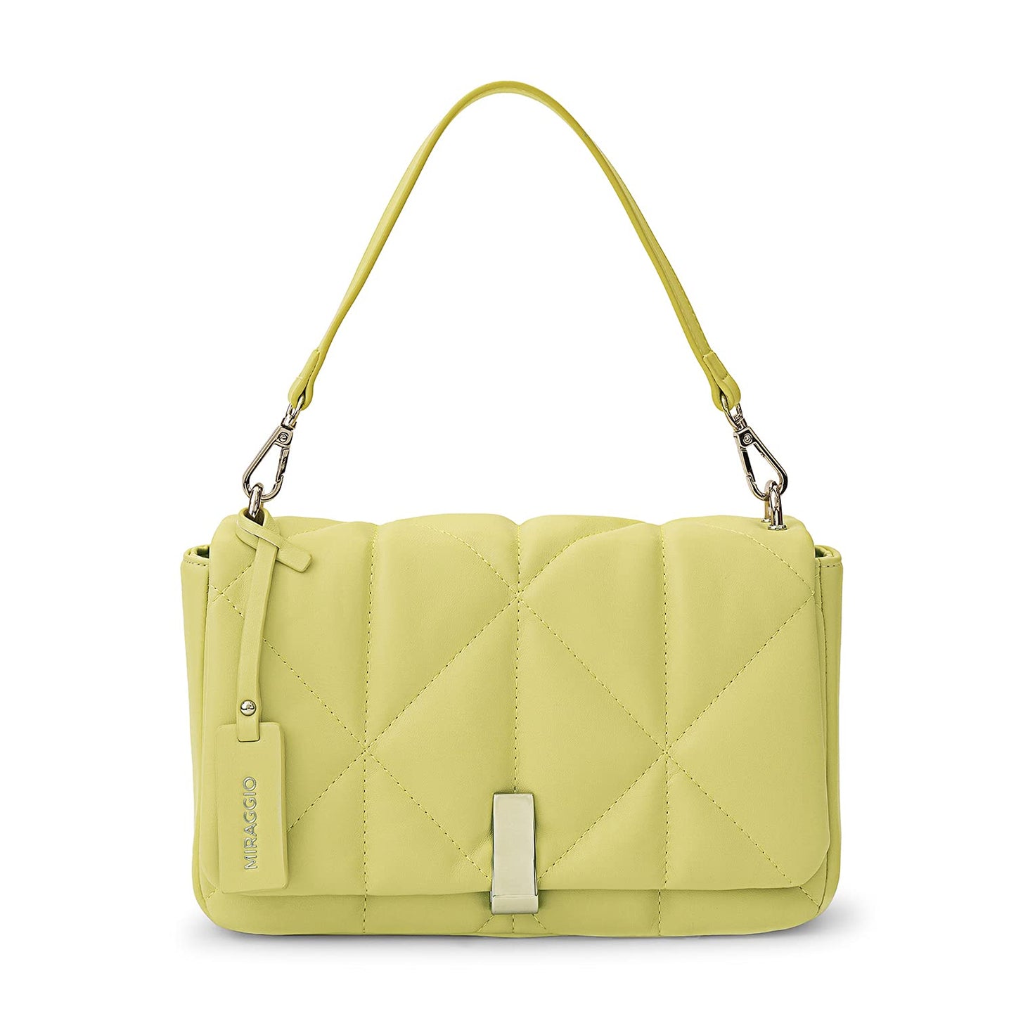 Miraggio Genevieve Quilted Crossbody Bag for Women with Detachable Sling Strap & Top Handle (Lemon Yellow)