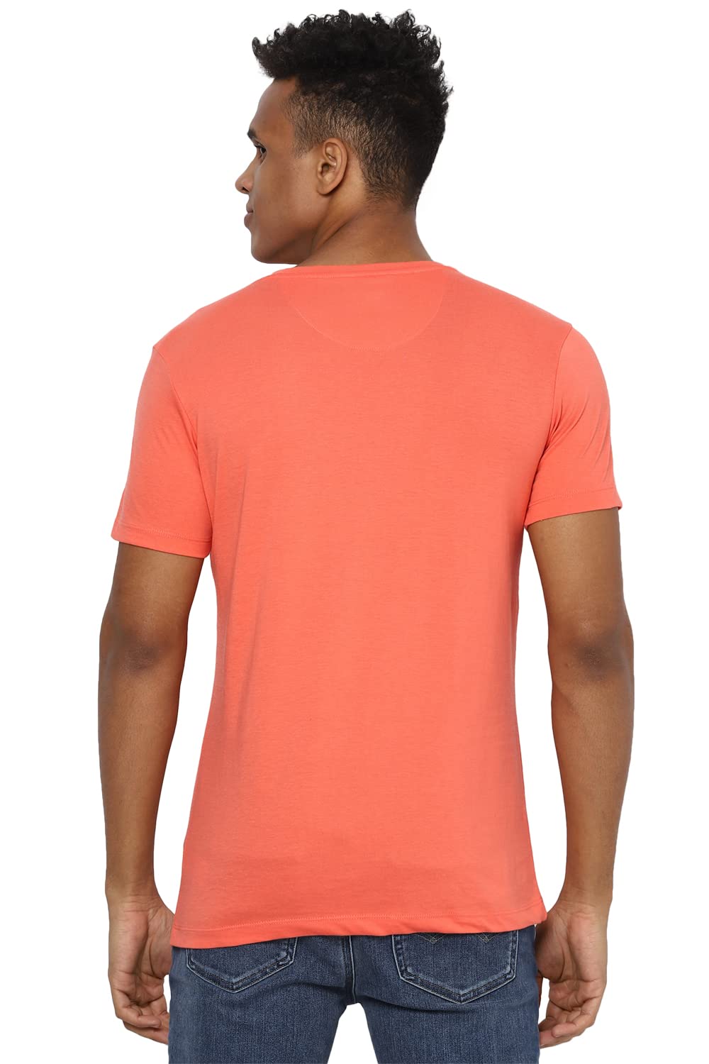 Allen Solly Men's Regular Fit T-Shirt (ALKCVSGF195222_Peach_Medium)