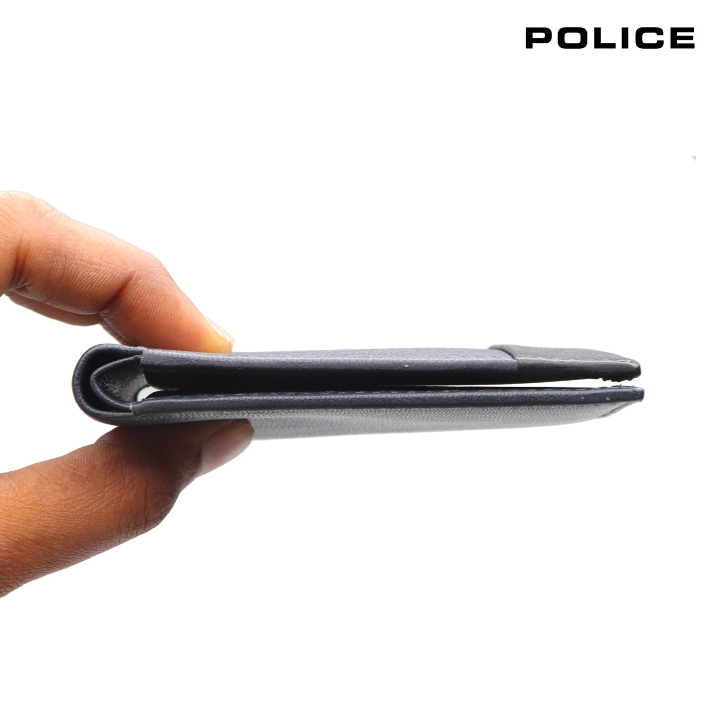 Police Rapodo Genuine Leather Men's Bifold Coin Wallet|Gents Leather Purse with Card Holder, Coin Pocket, Gifts for Men - Navy/Black