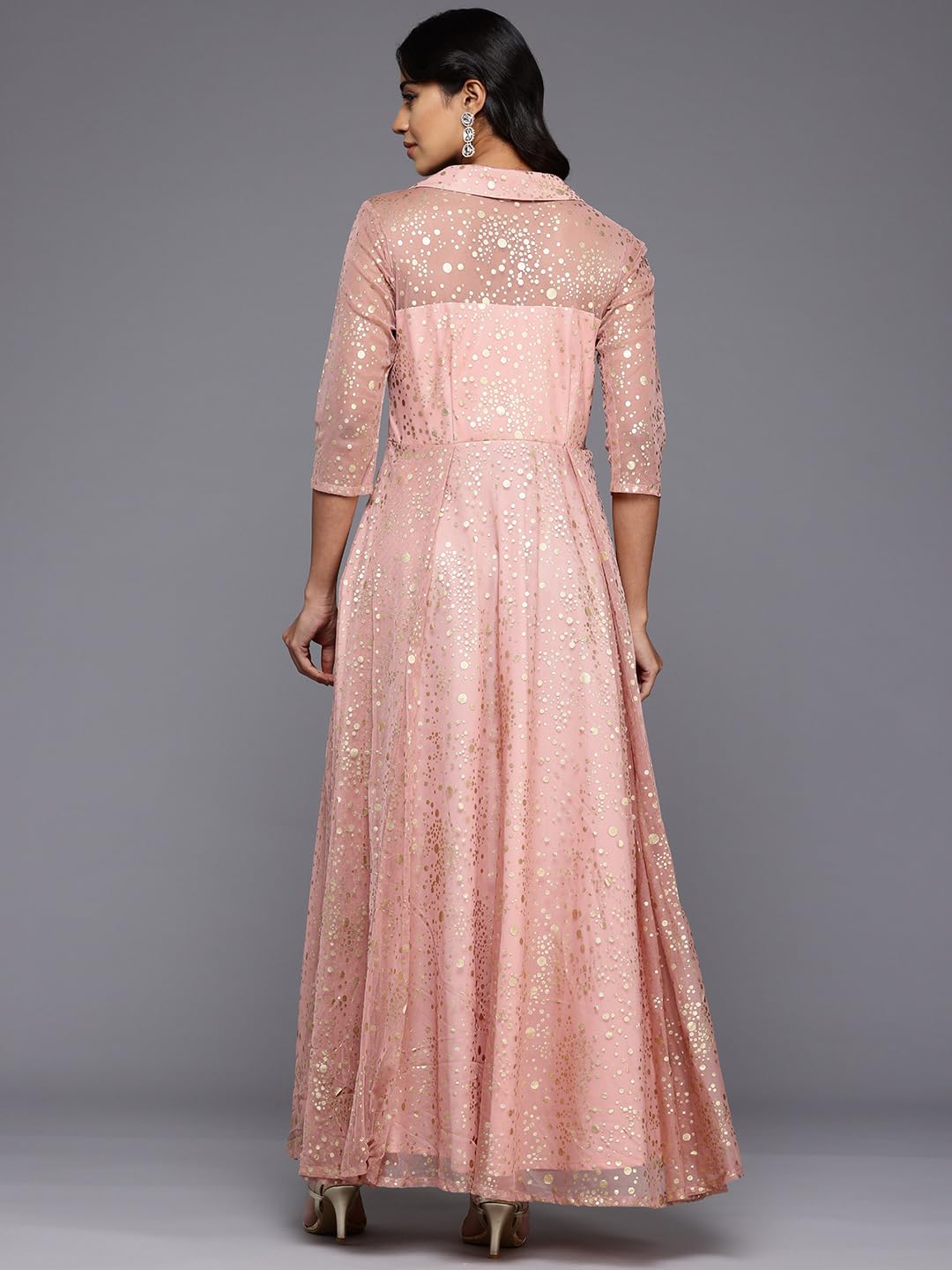 Ahalyaa Women's Polyester Empire Waist Maxi Casual Dress (AHEDNTFP-251 Orange