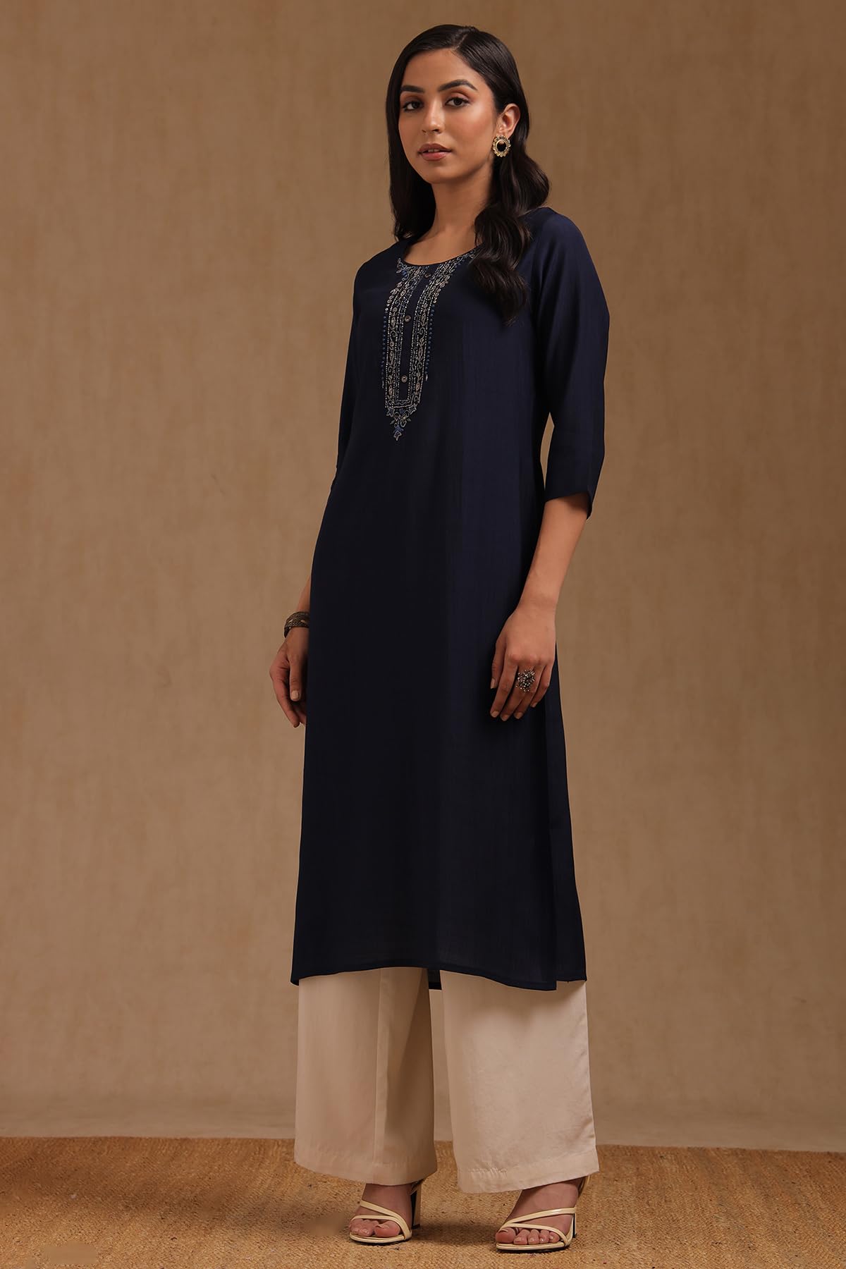 Soch Women's Viscose Blend Embroidered Kurta