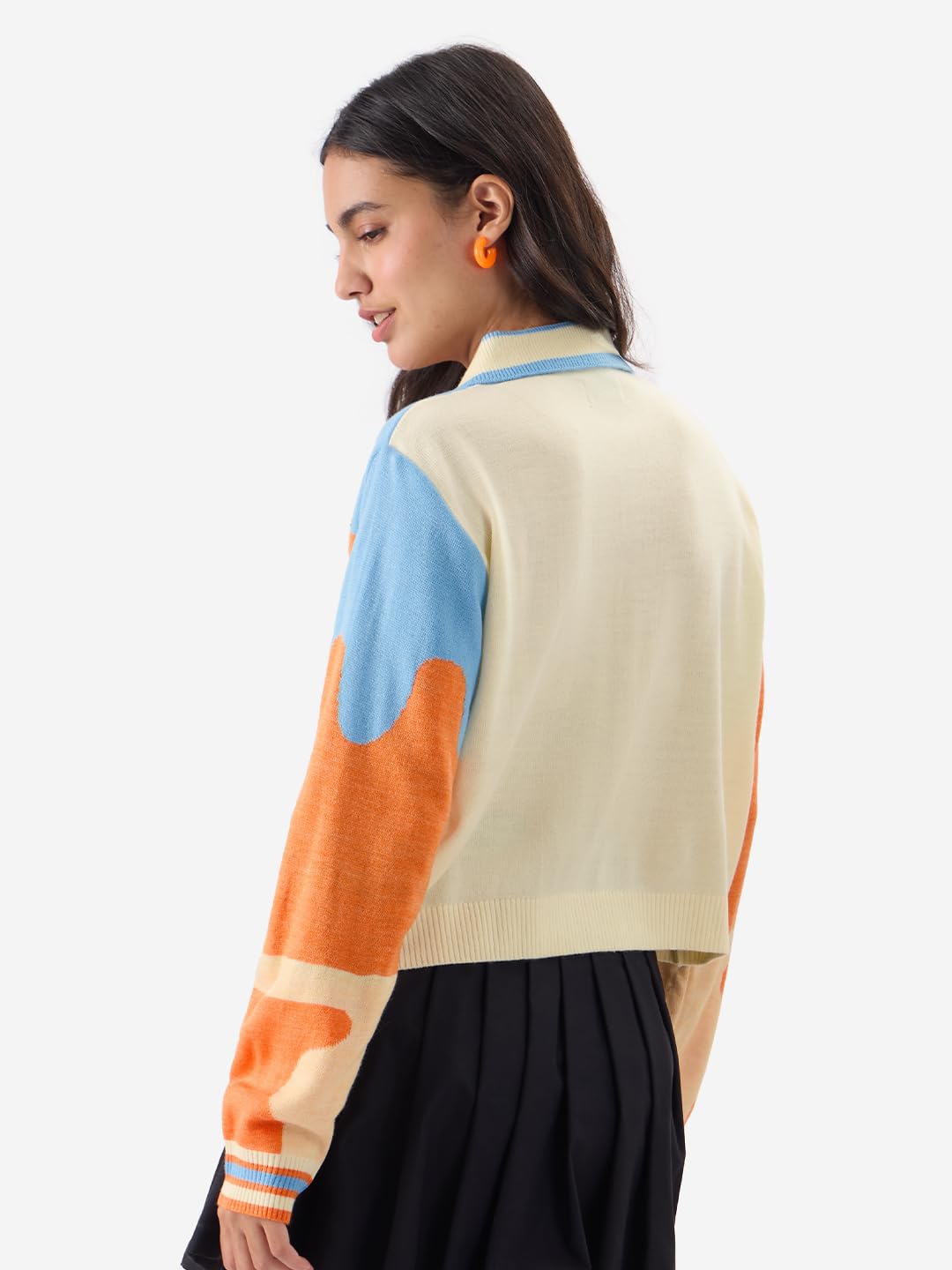 The Souled Store Official Harry Potter: Hogwarts Express Women and Girls Full Sleeve Collared Neck Oversized Fit Cropped Sweaters Multicolour Womens Cropped Knit Sweaters for Girls Pullover Cable