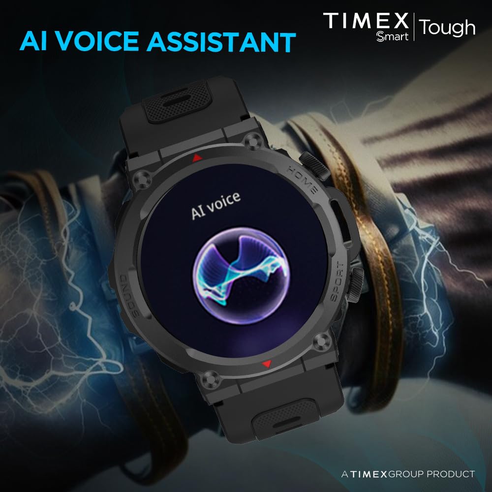 TIMEX Men Tough 1.43Round Amoled Rugged Smartwatch With 466X466 Pixel Resolution| Bluetooth Calling| Metallic Body|Always On Display|Ai Voice Assist|100+ Sports Modes|100+ Watchfaces