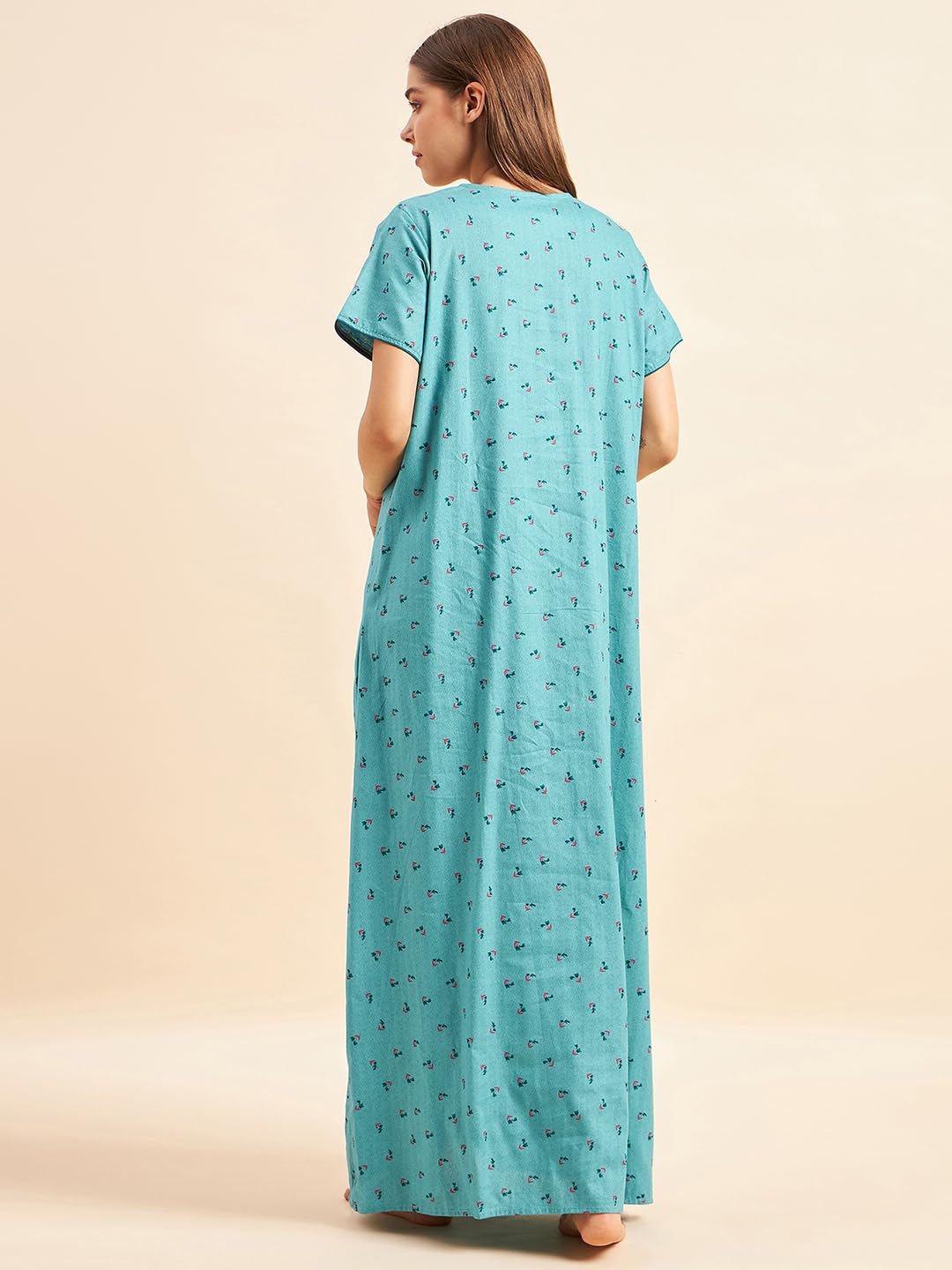 Sweet Dreams Women's Cotton Maxi Classic Nightgown (OCW-2990_Mint_XL)