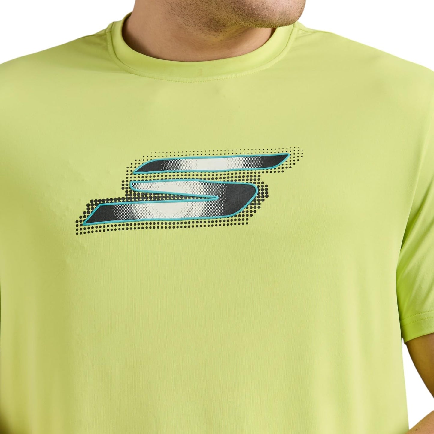 Skechers Men Newsprint Logo Green T-Shirts