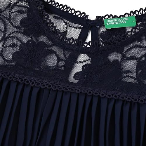 United Colors of Benetton Regular Fit Round Neck Lace Dress Blue