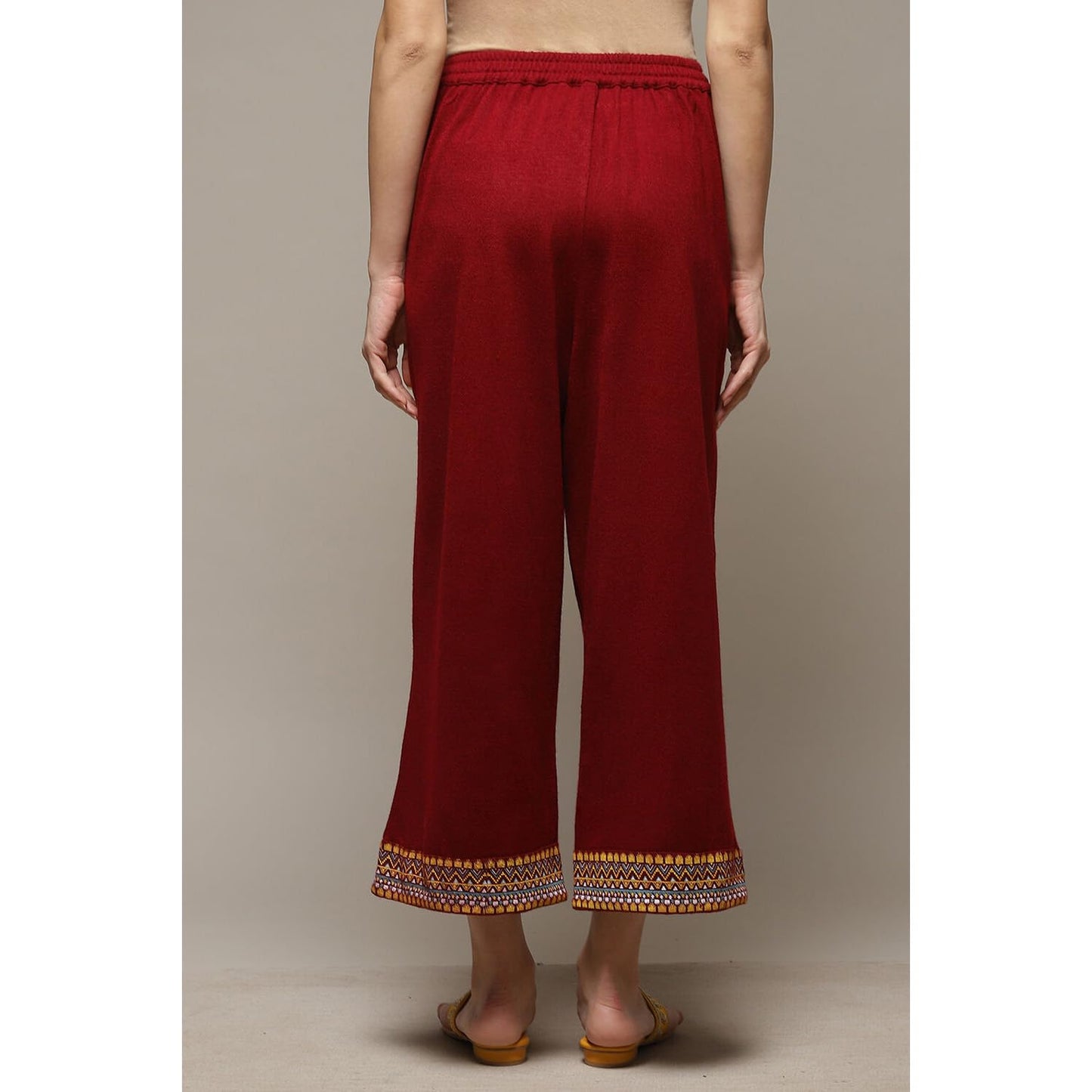 Rangriti Women's Regular Pants (RMMWINTERW18264AW22MRN_Red