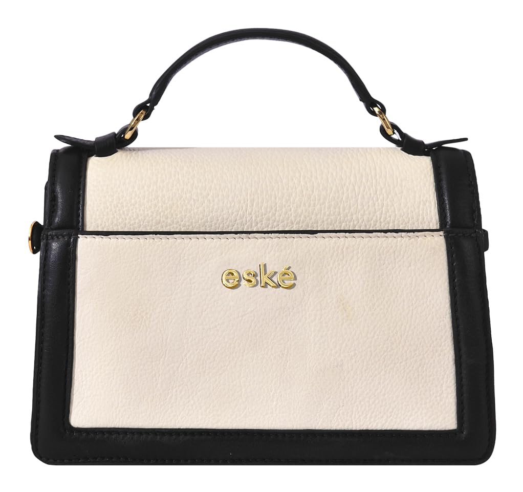 eske Aria Leather Handbag For Women (Black Vanilla)