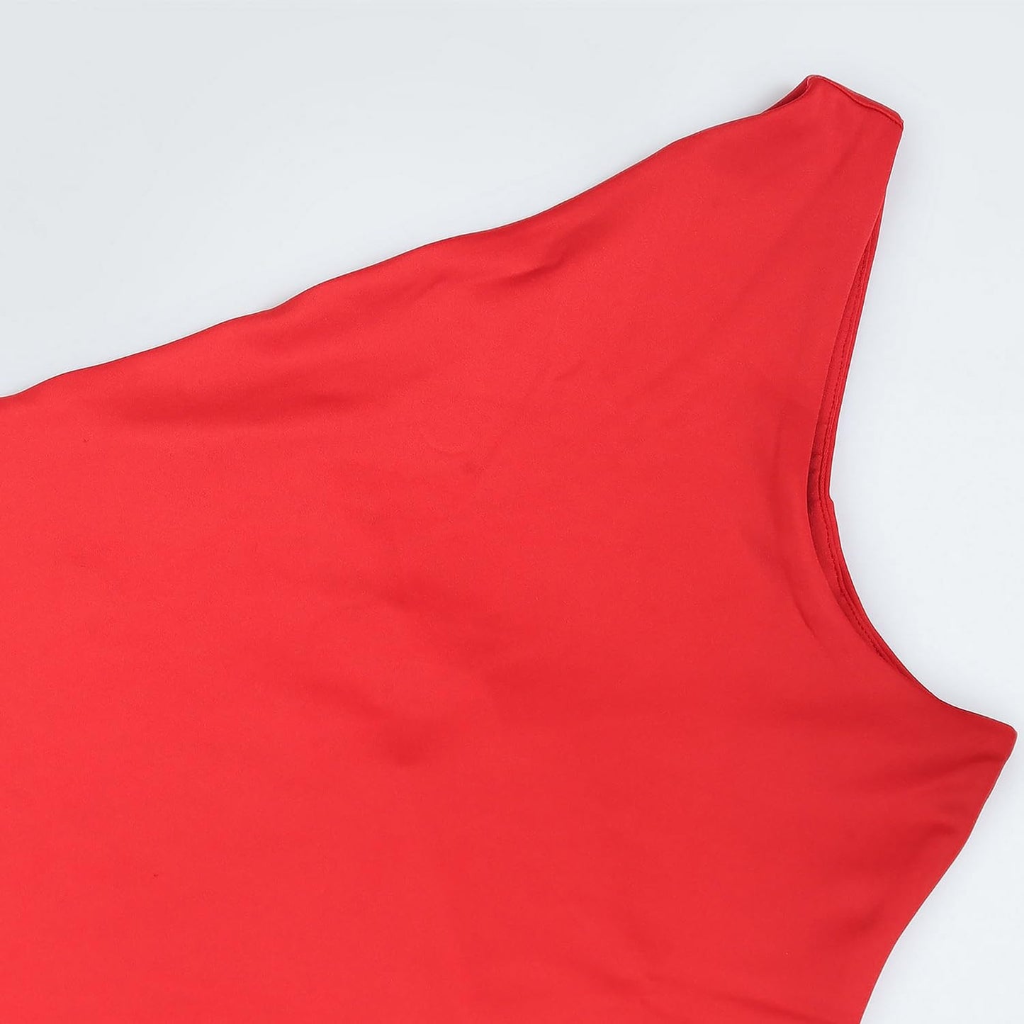 Tommy Hilfiger Polyester Red Solid One Shoulder One Shoulder Women Asymetric Top (L)