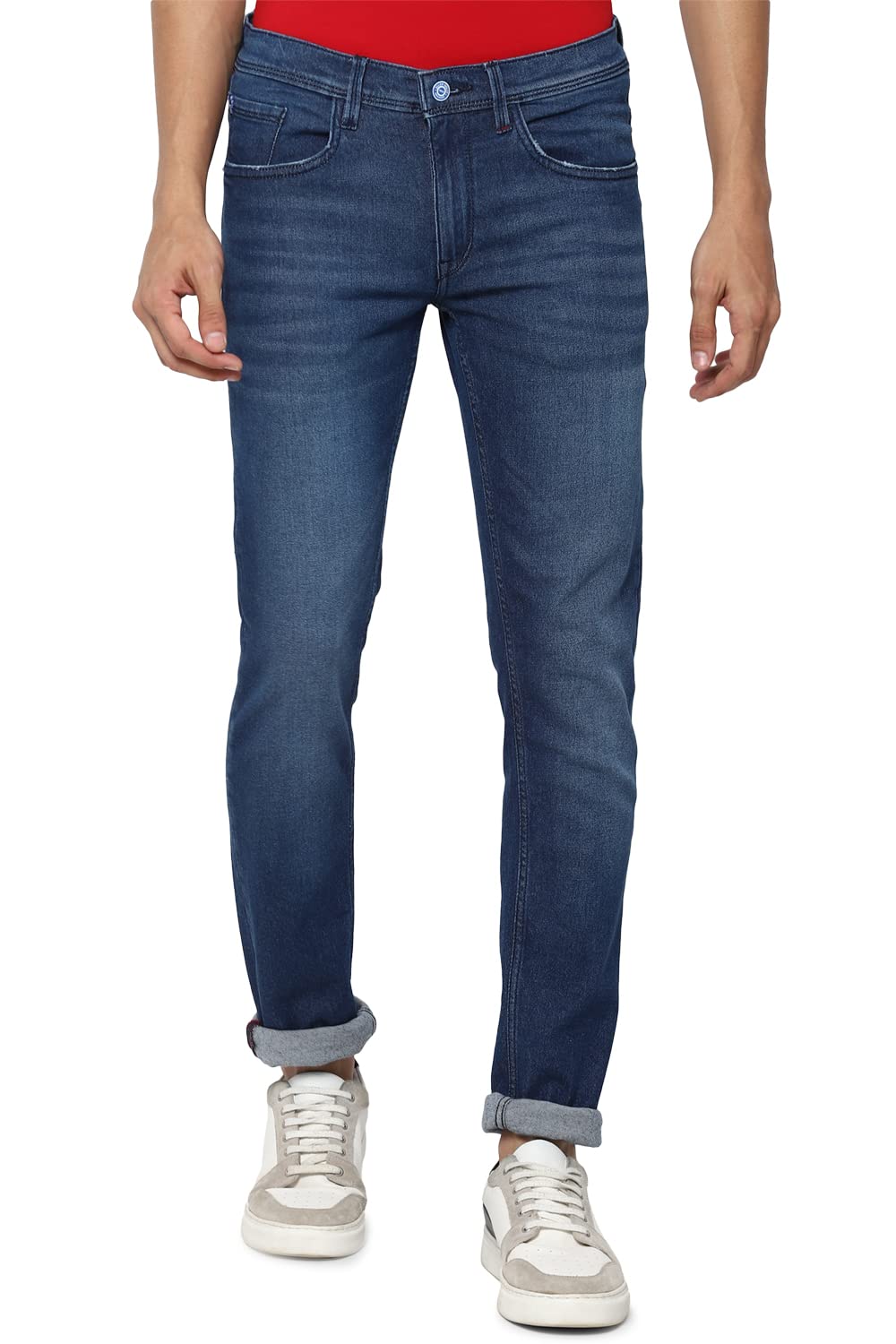 Allen Solly Men's Slim Low Rise Jeans (ALDNVSKFV81991_Medium Indigo_34)