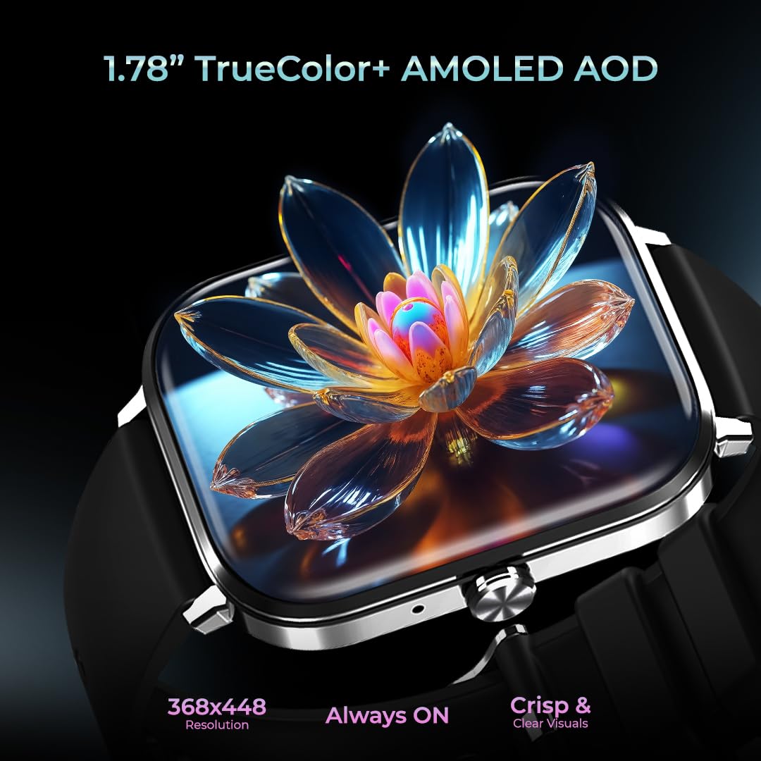 Nervfit Maverick 1.78" AMOLED Luxury Smart Watch with Always-On Display, Bluetooth Calling, AI Voice Assistant, IP68 Waterproof, Heart Rate & SpO2 Monitor, and 100+ Sports Modes