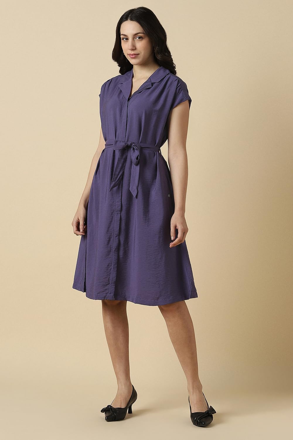 Women Purple Solid Casual Dress
