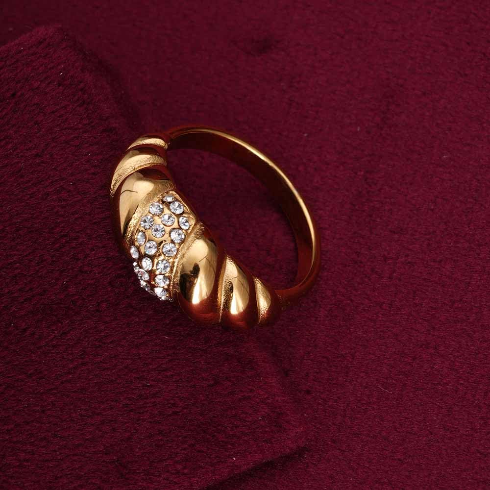 PALMONAS Zirconia Croissant Gold Ring for Womens - Waterproof & Anti-Tarnish
