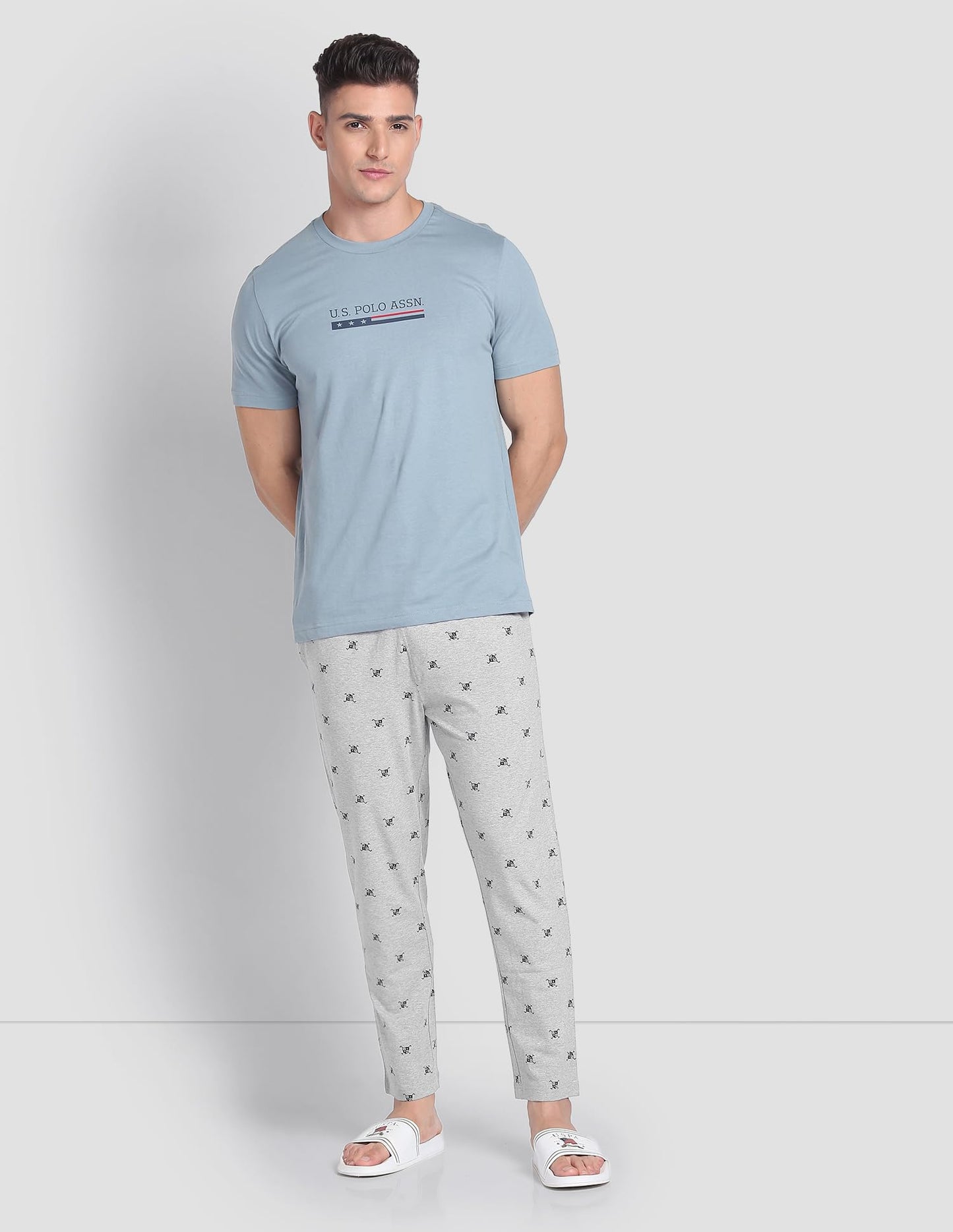 U.S. POLO ASSN. Signature Print LP002 Lounge Pants - Pack of 1 (Greymelange XL)