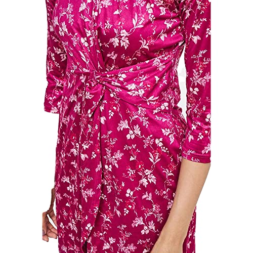 AND Women's Polyester Wrap Knee Length Dress (FW22AB300DRX30B_Wine_L)