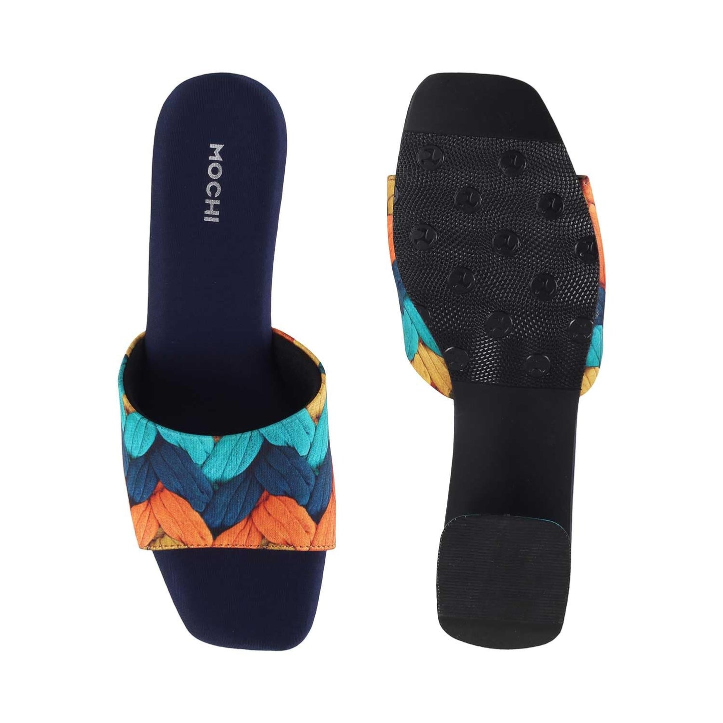 Mochi Women Blue Block Heel Fashion Sandal UK/6 EU/39 (40-145)