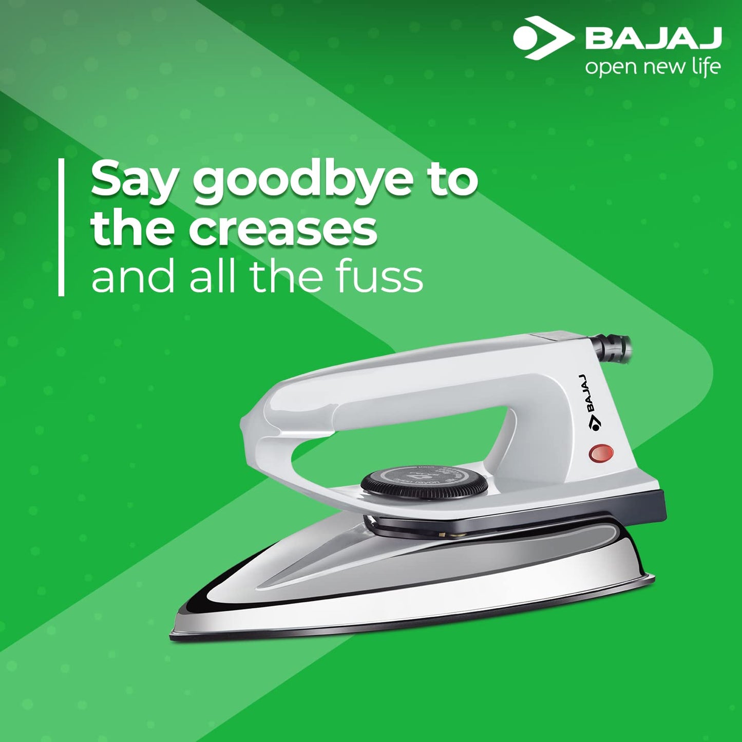 Bajaj DX 2 600-Watt Light Weight Dry Iron | Non-Stick Coated Soleplate | Anti-Bacterial Coating | 180 Degree Swivel Cord | Cool Touch Handle | 2-Yrs Warranty 【Grey】