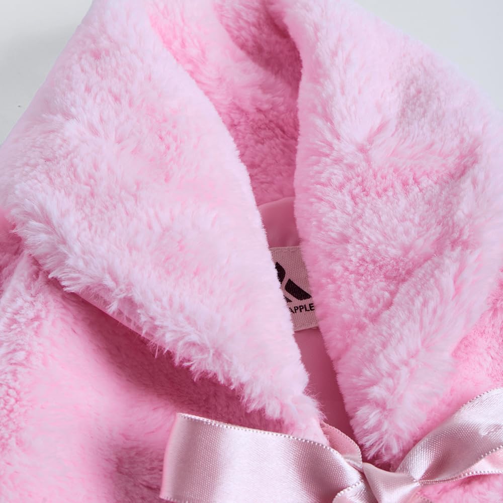 Hopscotch Girls Full Sleeves Pink Fur Pom Pom Embellished Jacket