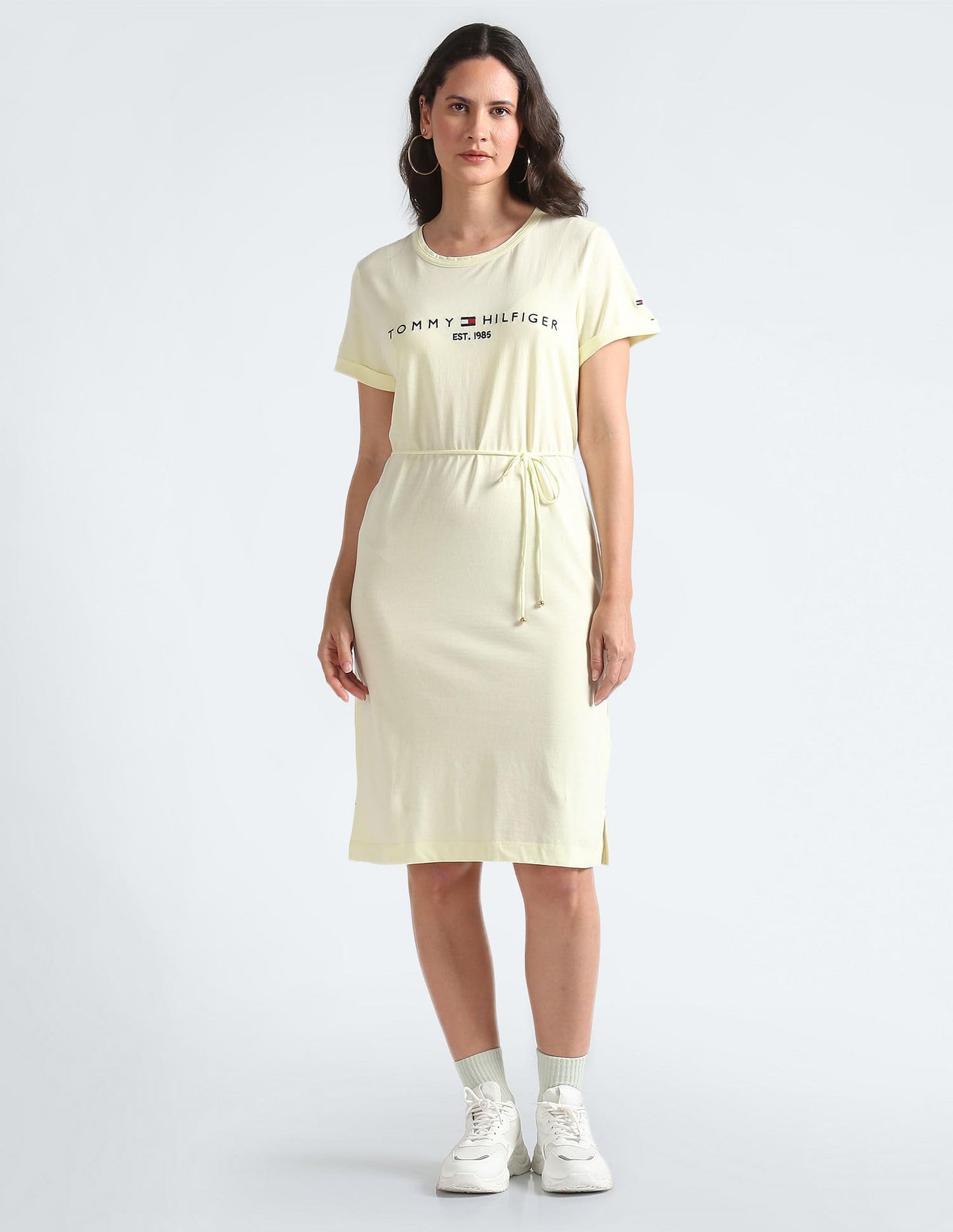 Tommy Hilfiger Women's Cotton Knee-Length Dress (A2BWV133_Bright Leaf