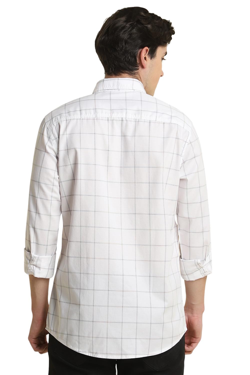 Allen Solly Men White Custom Fit Check Full Sleeves Casual Shirts