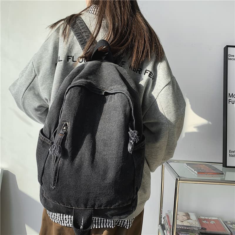 MHT BY MOHIT® New Simple Schoolbag – Denim Canvas Washed Versatile Backpack for Men & Women, Couples