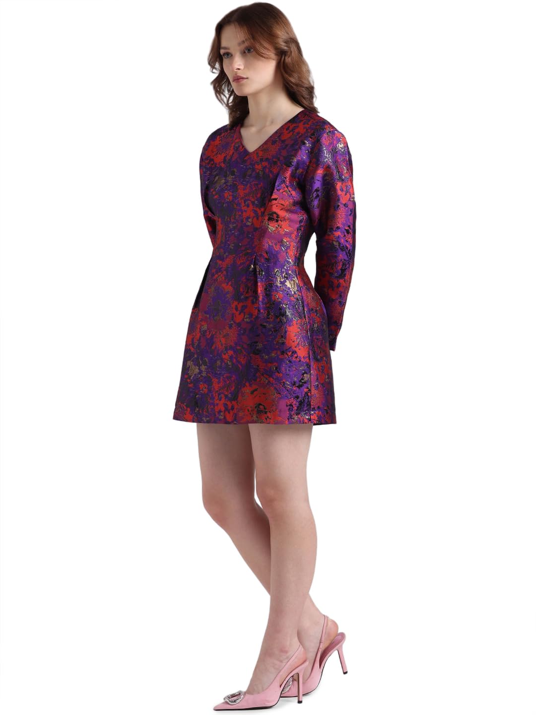 ONLY Women's Polyester A-Line Mini Dress (15320674-Purple Magic_Purple